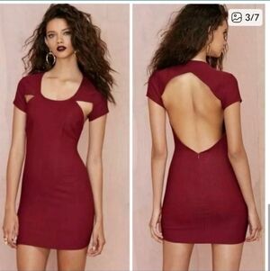 Nasty Gal Dark Red Open-Back Mini- Dress ■ Size XS